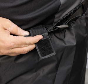 Photo showing self fastening attachment for suspenders on Solo Storm Pants
